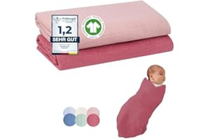 furora BABY Maxi Lange Bebe 120x120 cm XXL Grand, Mousseline (très Doux) en Coton Biologique: Oeko TEX 100, GOTS |Langes Coton bébé, Mousselines emmaillotage - Lavable 60°, Bebe Change Carre
