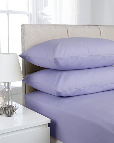 Dulce Lino 100% Egyptian Cotton Flat Sheet All UK Sizes Or Pillow Pair Cases 200 Thread Count (Lilac, Pillow Pair)