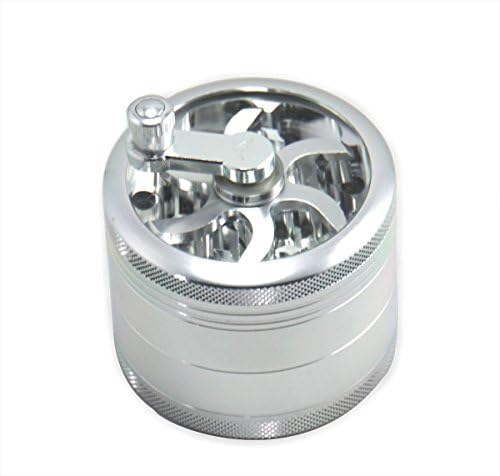 Herbs Mill Grinder Aluminium Diameter 60 mm with Handle, 4 Sections with Media Filter Sieve, XL – Starke Media® silver