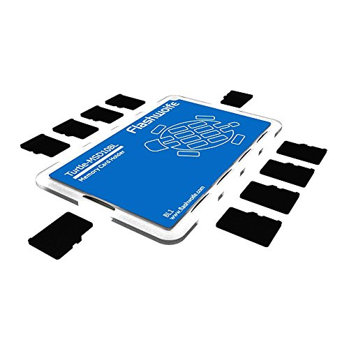 Flashwoife Turtle-MSD10BL Speicherkartenetui für 10 x MicroSD Aufbewahrungsbox im Kreditkarten-Format – transparent und blau - 4