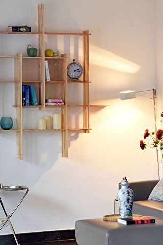 doLuxe 29705e Flexibles Designer Wandregal mit 680 Möglichkeiten, CD DVD Regal offen zum Aufhängen, Schweberegal, Holz, natur, 97.00 x 16.00 x 97.00 cm - 6