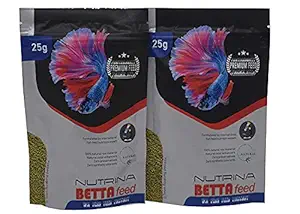 WA NUTRINA Guppy Fish Food 25G | 0.4mm Slow Sinking Granules | Pack of 2