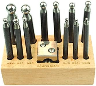 Proops 12pc Dapping Doming Punch and Block Set 2.3mm -13.5mm &amp; Steel Block. Free UK Postage