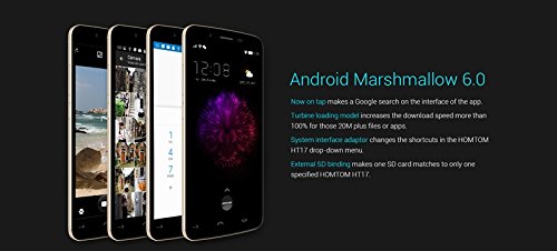 Neueste verÃ¶ffentlicht HOMTOM HT17 Android 6.0 Smartphone 4G 5.5 Zoll HD Fingerabdruckerkennung 64bit MTK6737 Quad-Core 7,9 mm Dicke (Gold)