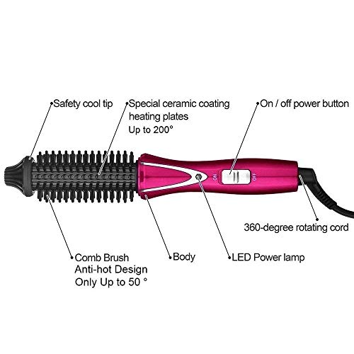 New Fashion Folding Hair Curling Iron Ceramic  Fordable Hair Brush Electric Multifunction Hair Curler Curling Iron Hair Straightener Comb Styling Tools Hairbrush  Red 