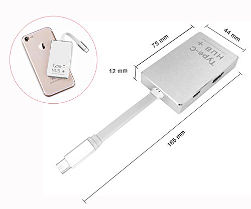 USB C Adapter Type c Hub, iMounTop USB 3.0 Type-C Adapter mit 3.0 Kartenleser SD / microSD, PD Ladeanschluss , 4K HDMI Videoausgang , 2 x SuperSpeed USB 3.0 Anschlüsse , für Apple New MacBook Pro 2016, MacBook 2015/2016, ChromeBook Pixel, HP i7, Dell XPS (OTG funktion für Smartphone) (Silber) - 5