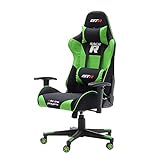Selsey Racer GTR - Chaise gamer / Fauteuil de bureau avec Coussins réglables 71x55x133 (noir / vert)