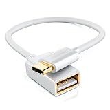 Kategorie: USB 2.0 Datenkabel // Anschluss-Typ: USB // Anschluss A: USB-Kabel mit C-Stecker // Anschluss B: USB-A Buchse // Stecker-Ausführung: gerade // Kabel-Form: rund // Kabel-Anwendung: USB 2.0 // Ausführung: Datenkabel // Max. Übertragungsrate: 480 MBit/s // Videoübertragung: Nein // Kabellänge: 10 cm // Farbe: Weiß