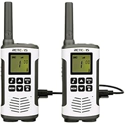 Retevis RT45 Plus Talkie Walkie sans Licence 16 Canaux Professionnel Rechargeable PMR446 Talkie-Walkie 121 Codes LED VOX Scan Surveillance 10 Tonalité d'appel Talkie Walkies (Argenté, 2pcs)