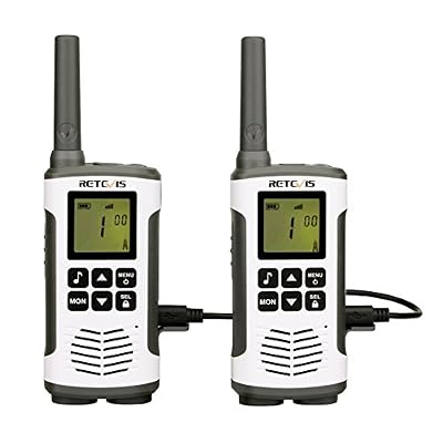 Retevis RT45 Talkies Walkies Rechargeables Radio PMR446 sans Licence 121 Codes Vox Room Monitor Scan Surveillance Écran LCD avec Rétroéclairage 10 Tonalité d'appel Lampe Torche LED (Blanc, 1 Paire)