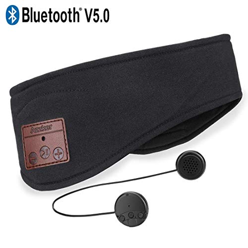 Azzker Auriculares Bluetooth V5.0, Diadema calentadora de Invierno, con Bluetooth V5.0, parlantes y micrófono Ultra Delgados Integrados, Hombres, Mujeres, niñas y niños Negro
