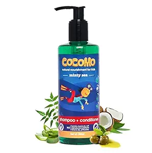 Cocomo Natural Neem & Tea Tree Oil Kids Shampoo & Conditioner, Minty Fragrance, Reduces Hair Fall & Dandruff | Minty Sea 300ml (Age: 4+)