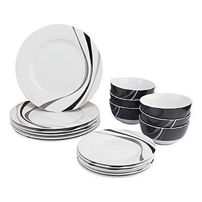 AmazonBasics Service de table 18 pièces - Tourbillon, pour 6 personnes