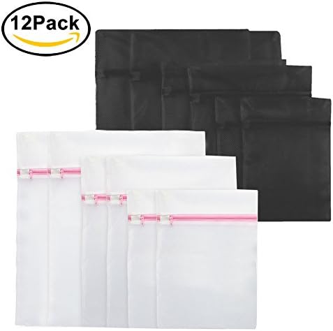 AUTOPKIO Laundry Bags Set of 12, Mudder Zippered Mesh Washing Bags for Washing Machine, Underwear, Socks, Lingerie(Small*4, Middle*4, Large*4)