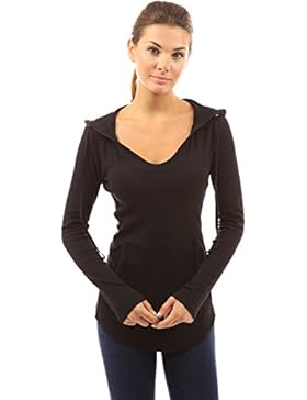 PattyBoutik Damen Tunika mit Kapuze und asymmetrischem Saum