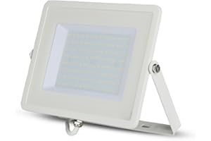 V-TAC VT-100 reflektor LED 100 W, IP65, 3000 K, ciepła biel, 8000 lumenów, aluminium, 100 W, biała obudowa