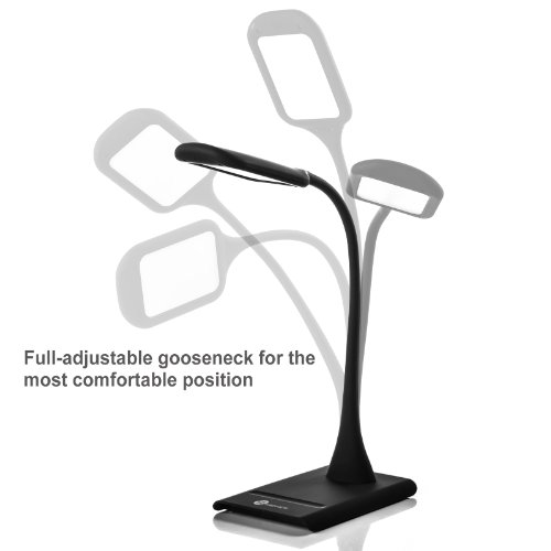 Desk Lamp, TaoTronics Adjustable Gooseneck LED Table Lamps for Study, Reading, Office (7 Level Dimmer, Elune Touch Sensitive Slider, flexible ) - Black