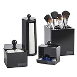 Beautify 4 Piece Storage Organiser Set for Makeup, Accessories & Toiletries - Black