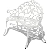vidaXL Banco de Jardín Blanco de Aluminio Fundido Dimensiones 100 x 54 x...