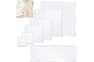 GIRAFEDA 7PCS Blocs de Tampons en Acrylique Tampon Encreur Acrylique Tampons en Acrylique Transparent Blocs d'Estampage en Acrylique avec Lignes de Grille Bloc Acrylique pour Scrapbooking DIY