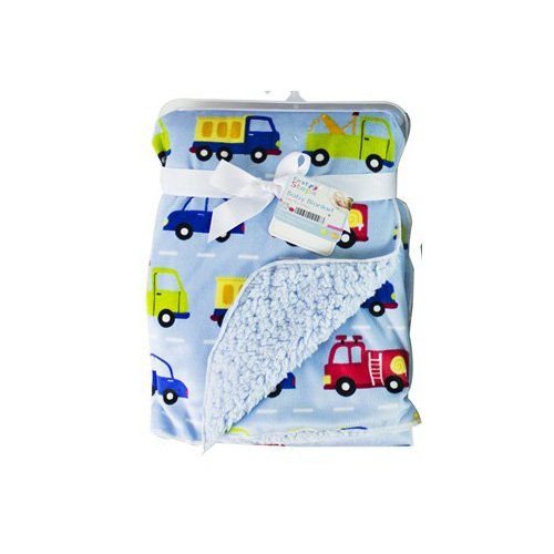 Baby Sherpa Mink Printed Pram Buggy Blanket Wrap Thick, Blue Transport