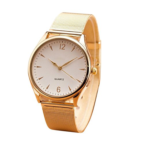 FEITONG Damenuhr Mode Golden Edelstahl Armband Analoge Quarz Armbanduhr Weiß FEITONG Damenuhr Mode Golden Edelstahl Armband Analoge Quarz Armbanduhr Weiß