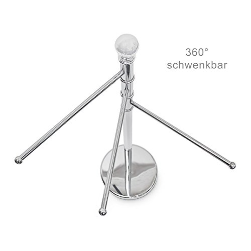 Relaxdays Handtuchständer mit 3 beweglichen Handtuchstangen für Badetücher und andere Textilien Handtuchhalter in Edelstahl-Optik mit schwenkbaren Stangen auch als kleiner Kleiderständer, silber - 4