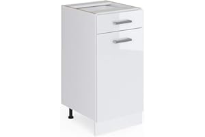 ‎VICCO Vicco Küchenunterschrank R-Line, Weiß Hochglanz/Weiß, 40 cm ohne Arbeitsplatte