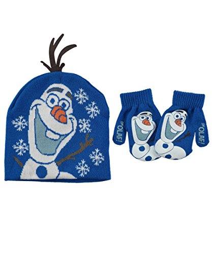 Disney Frozen "Snowflake Olaf" Beanie & Mittens Set - blue, one size