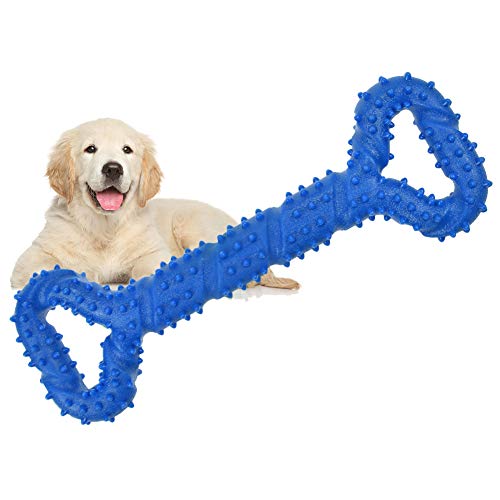LANYUKEJI Duros Juguetes morder para Perros, 13 Pulgada Goma Juguete Forma de Hueso con Superficie Convexa Resistente Juguetes interactivos para Cachorro de Perros pequeños medianos y Grandes
