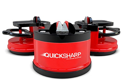 Messerschärfer von QUICKSHARP® Messerschleifer [Knife Sharpener] Professionelle Ergebnisse leicht gemacht mit nur einer Hand (Rot) - 4