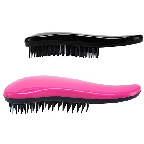 Haarbürsten – Wirksames Entwirren zur Haare – Geeignet für dünne, dicke, lockige, glatte, nasse, trockene Haare von Frauen, Herren und Kinder (2 Stück, Rosa & Schwarz) - 3