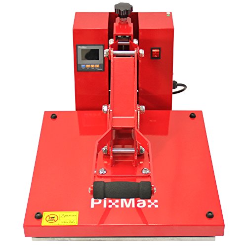 PixMax Flat Bed Sublimation Heat Press Machine & Teflon Sheet, 38cm x 38cm, Clam Style, Red