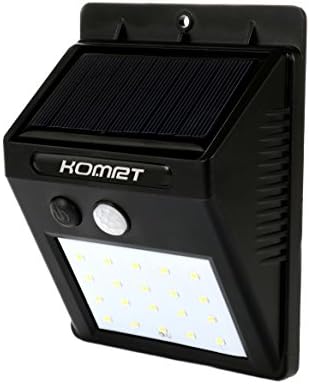 Solar Motion Sensor Lights, KOMRT 20 LEDs Outdoor Garden Wall Lights Solar Powered, PIR Sensor Waterproof Lamp/ Night Lights for Outside Wall, Fence, Patio, Deck, Yard, Home, Driveway, Stairs, ect. (Black)