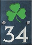 Atlantic Hardware Plaque de numéro de maison en ardoise avec gravure 14 x 10 cm Shamrock