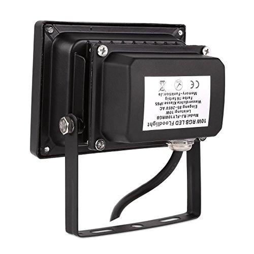 DECKEY 5St. 10W RGB Strahler LED 16 Farben Scheinwerfer Wasserdicht LED-Fluter Außenbeleuchtung IP65 Schwarz Gehäuse mit Fernbedienung Fluter Außen (5 Schwarz Stück) - 3