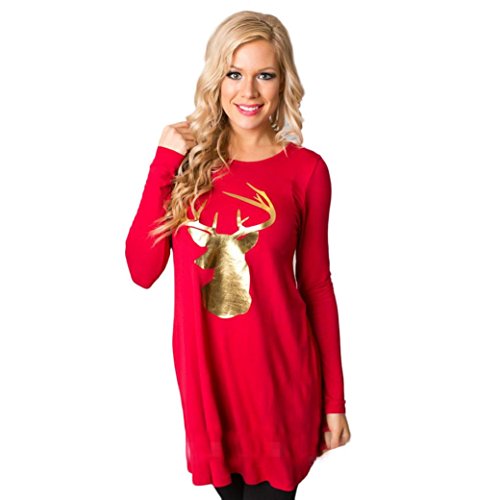 Women Dresses Women Fashion Dress Round Collar Christmas Elk Long |  Desertcart Bermuda