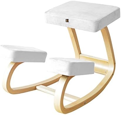 MallBoo Ergonomic Kneeling Chair for Office/Computer/Game/Home Knee Chairs Stool - Comfortable Thick Cushion - Stretch Back Bends &amp; Aches Relieve Improve Balance Hold (Beige white)