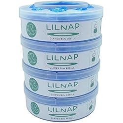 LILNAP - Recharges pour Poubelle à Couches Sangenic Tommee Tippee & Sangenic Tec | Film Antibactérien Multicouche avec Traitement EVOH Anti-odeurs (4 recharges)
