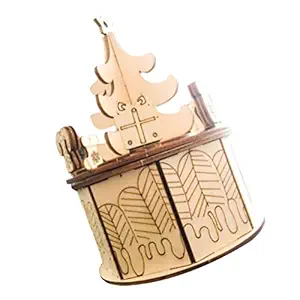 Toyvian Christmas Music Box Christmas Tree Wooden Musical Box 3D Wooden Puzzles Music Box Christmas Birthday Gift for Kids Girls Daughter Wife Girlfriend