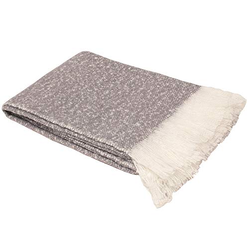 Riva Paoletti Bora Throw - Heather Purple - Faux Mohair Fabric - White Fringed Edges - Fade and Shri