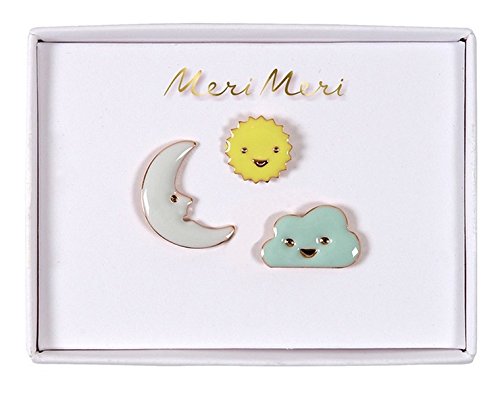 Preisvergleich Produktbild Anstecker Sonne, Mond und Wolke aus Emaille