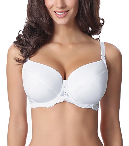 Be Mammy Premamá Sujetador Lactancia Ropa Interior Maternidad Mujer VBM02 (Blanco, EU 85C=ES 100C)