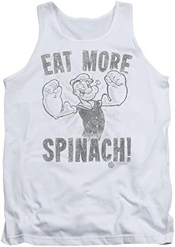 Popeye Eat More Spinach Mens Tank Top Shirt (White, Medium)