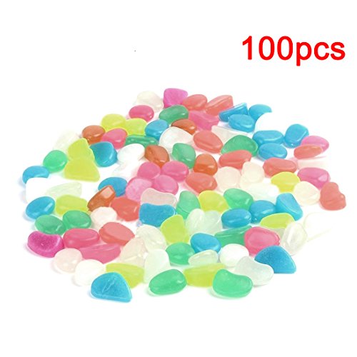 100 Stück Leuchtsteine nachtleuchtende Steine leuchtende Kiesel Aquarium Garten Deko - 4