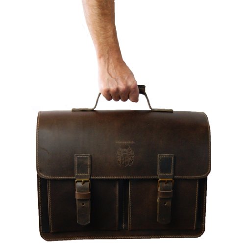 FREIHERR von MALTZAHN Aktentasche DA VINCI 2 aus BIO-Leder, Handmade in Germany, inkl. Lederpflege - 4