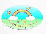  Türschild Kinderzimmer mit Motiv Regenbogen - Schmetterlinge - Fantasie/optional mit Wunschname/personalisierbar - tolles Geschenk - Geburtstagsgeschenk