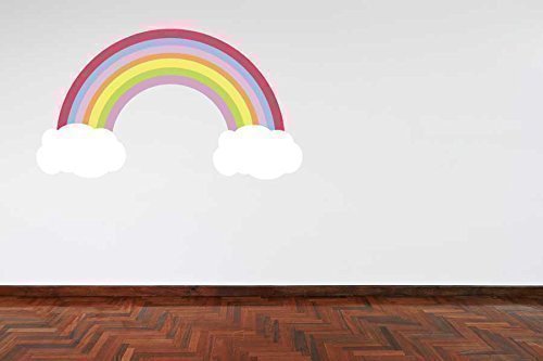 Full Colour Pastel Colour Rainbow and Clouds Girls Bedroom Wall Sticker Decal Kids Bedroom Decoration Nursery Baby Room