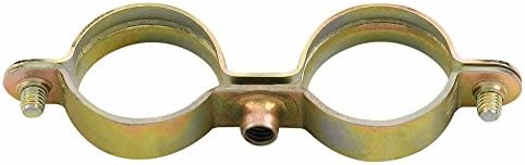 Double Pipe Clamps from D6 | Built-in socket for steel pipe Copper Tubing, PVC Pipe/M6 Mount, Yellow Zinc Galvanised/Diameter 12 mm Pack of 5