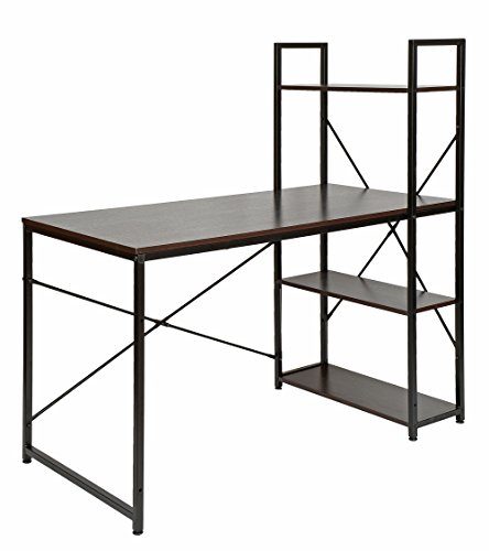 ts-ideen Bureau table étagère réglable intégrée noir montage à droite gauche variable secrétaire